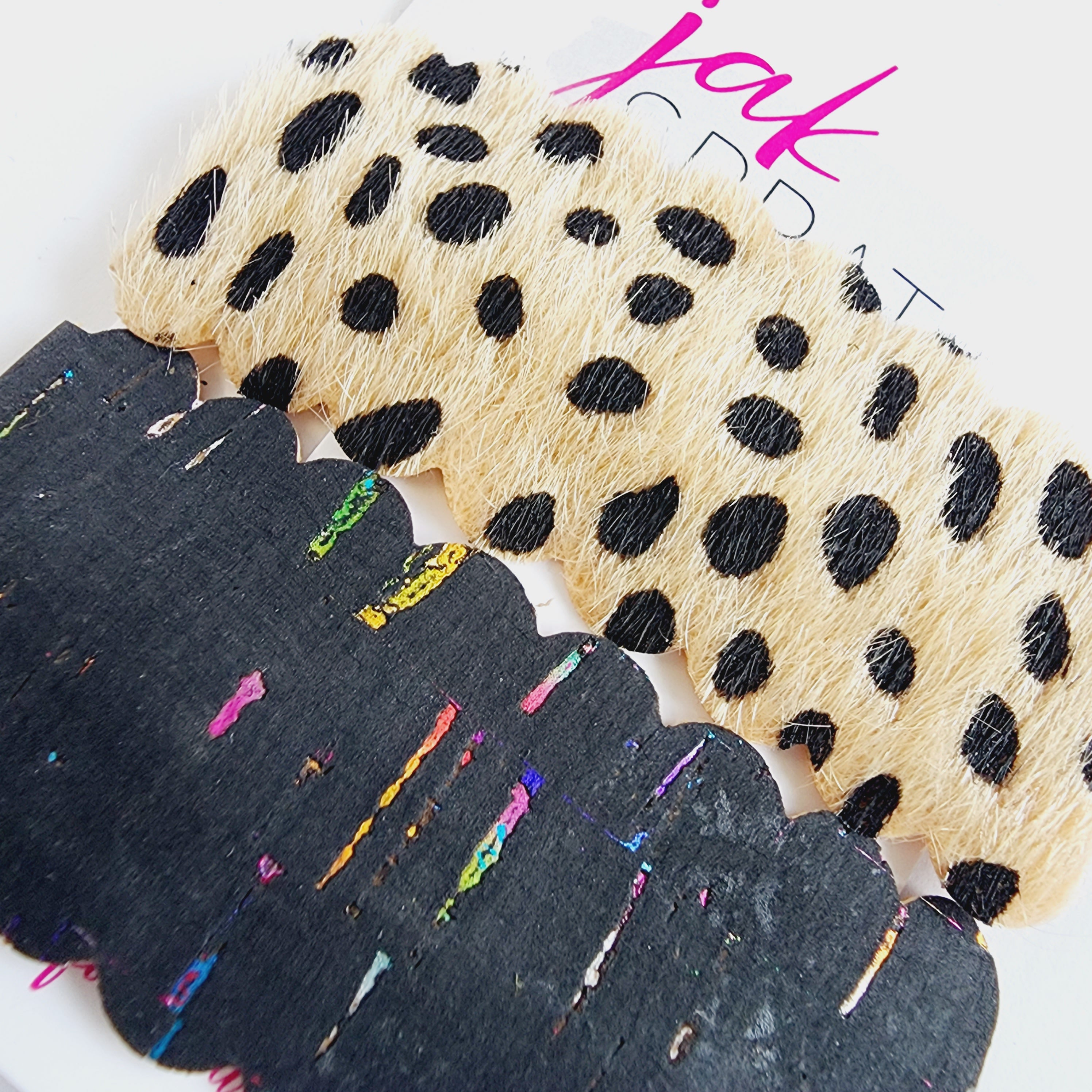 Hair Clips | Leo & Black Sparkle Fur | KQ22A #20