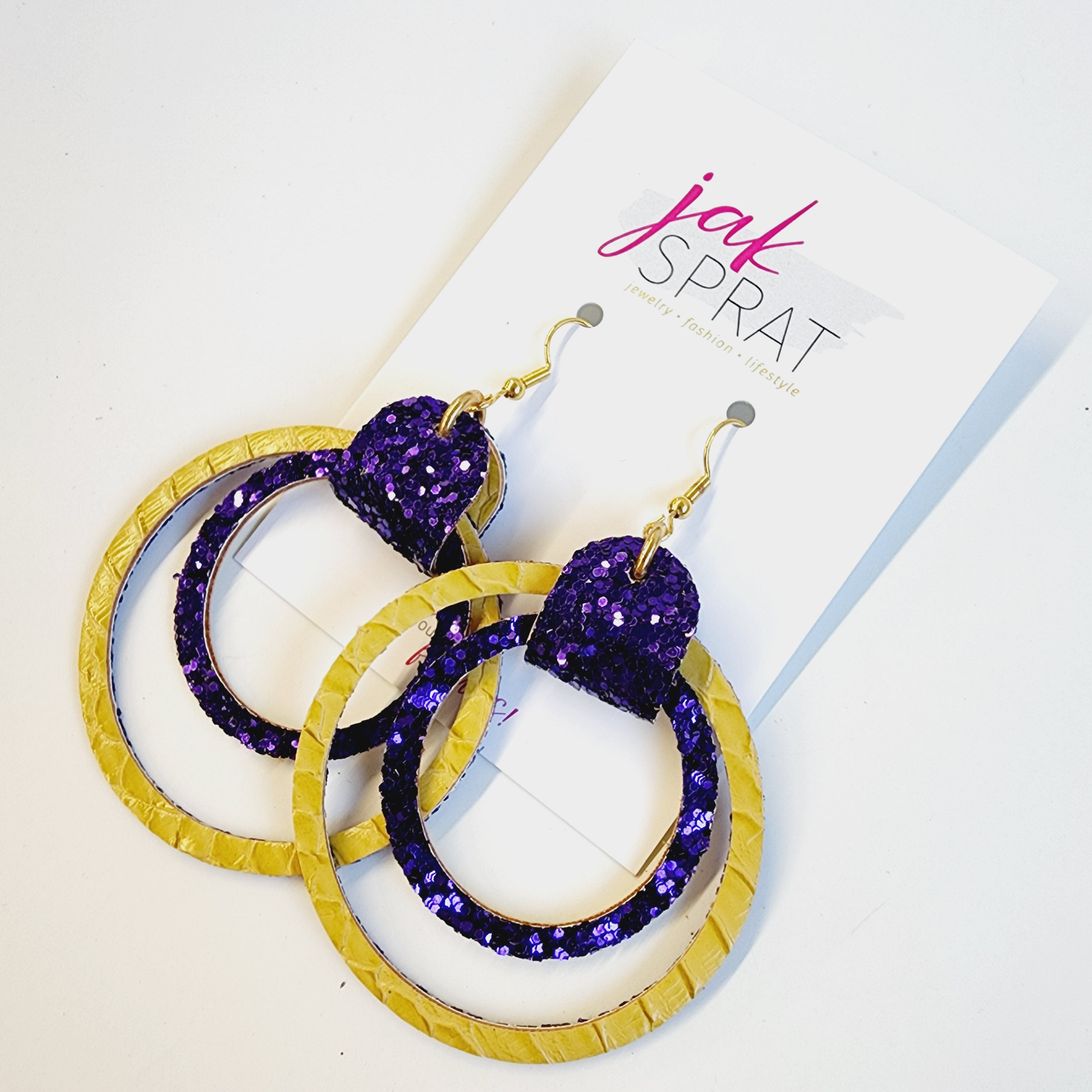 Team Earrings | Purple & Yellow